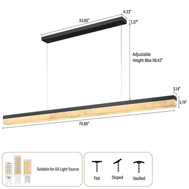 KAYLA Alabaster Pendant Light 1200 - 1800 Matte Black/Gold