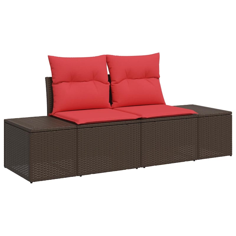 vidaXL 4 Garden Sofa Set with Cushions Brown/Grey Poly Rattan - 94.1 x 46.1 x 27.2