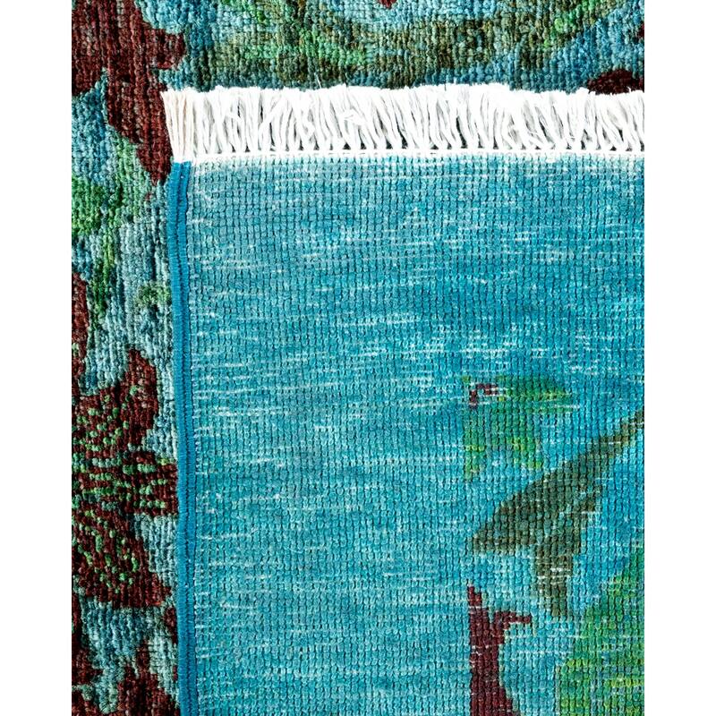 Overton Hand Knotted Wool Vintage Inspired Modern Contemporary Overdyed Light Blue Area Rug - 9' 1" x 11' 10"