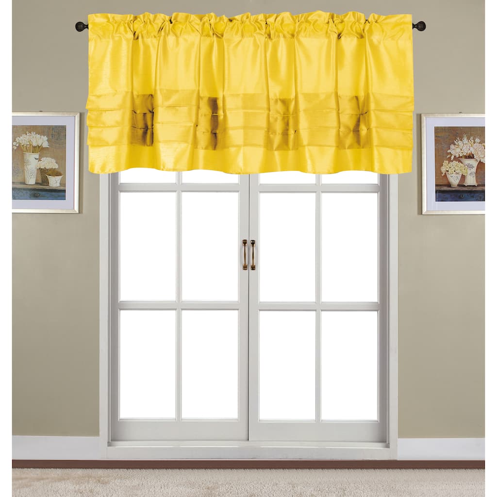 Nancy Faux Silk Pleated Rod Pocket Valance - 54 x 18 in. - 54 x 18 in.