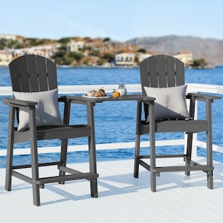WINSOON 3PCs Tall Adirondack Chairs, Weather Resistant HIPS Balcony Chairs with Connecting Tray and Umbrella Hole