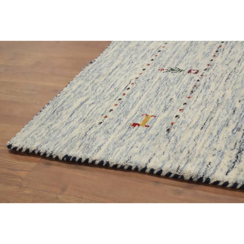 Hand Knotted Oriental 100% Wool Carpet Tribal Animal Pictorial Beige & Ivories Gabbeh Area Rug - 7' 8'' X 5' 1''