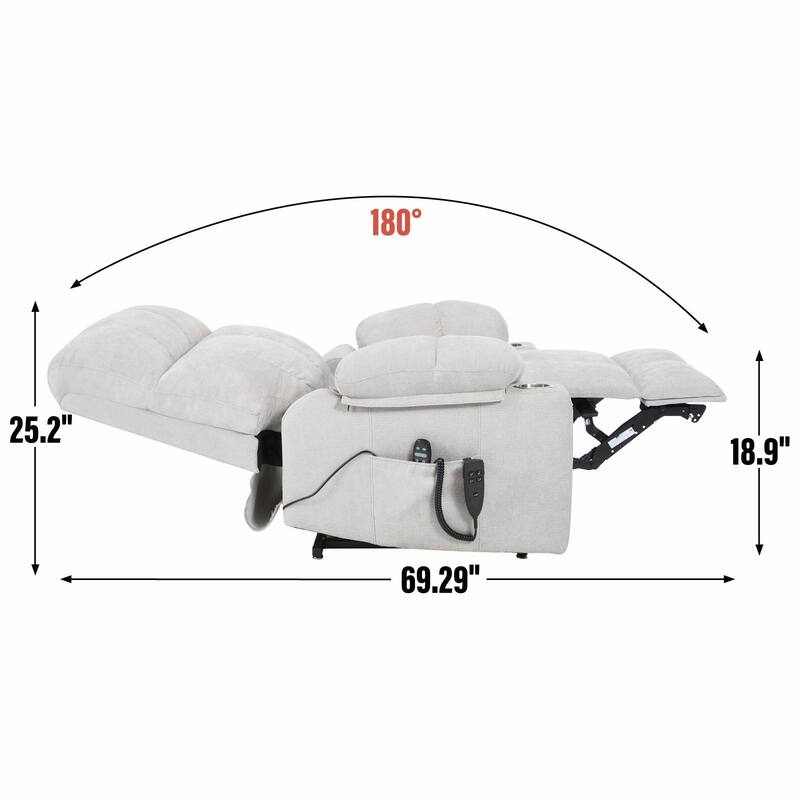 Dual Motor Infinite Position Up to 350 LBS Chenille Power Lift Recliner Chair