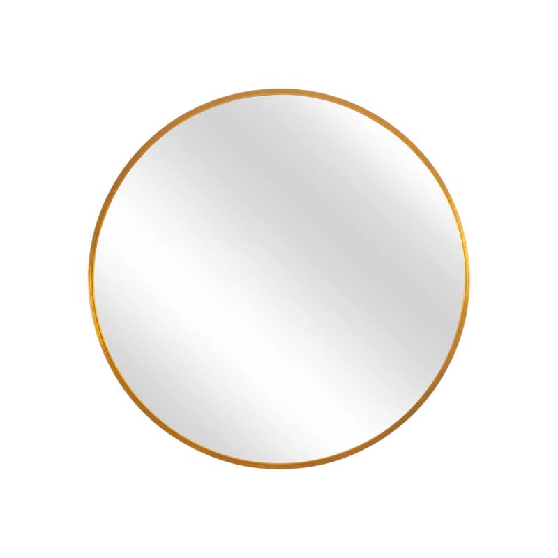 HomeRoots 31" Gold Metal Round Framed Accent Mirror - 31.00 in. x 31.00 in. x 1.10 in.