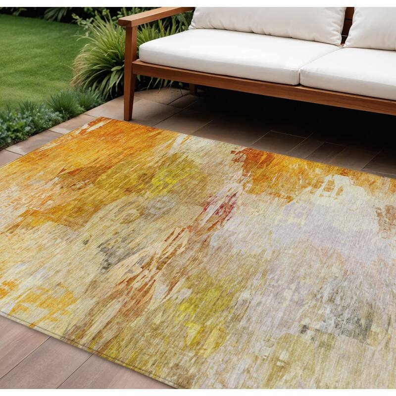 HomeRoots Abstract Transitional Rectangle Outdoor Rug - 9' X 12'