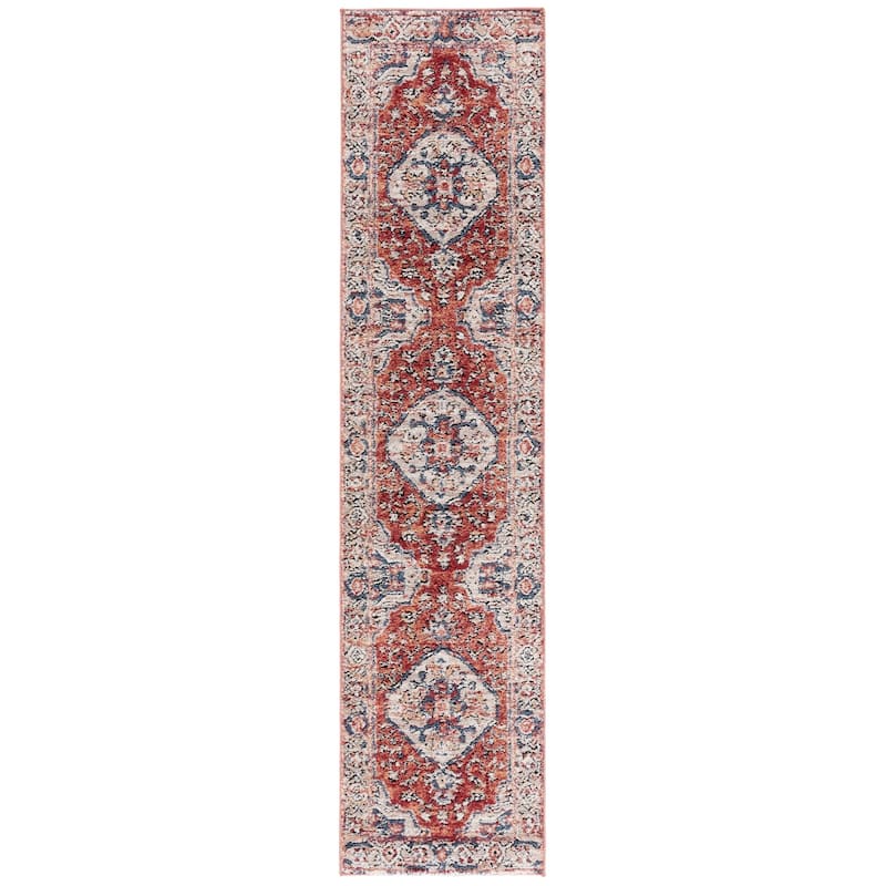 SAFAVIEH Luna Marita Traditional Rug - 2'2" x 9' Runner - Beige/Rust Blue