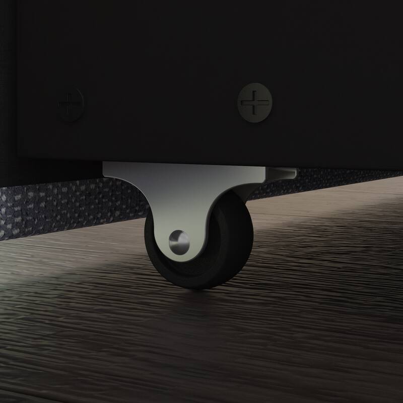 French Queen Size Bed Frame Platform with Brown/Black Storage Headboard & 4 Storage Drawers