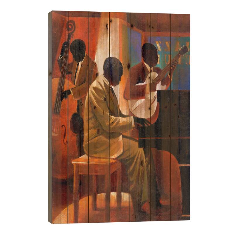 Piano Man Print On Wood by Keith Mallett - Multi-Color - 40x26x1.5