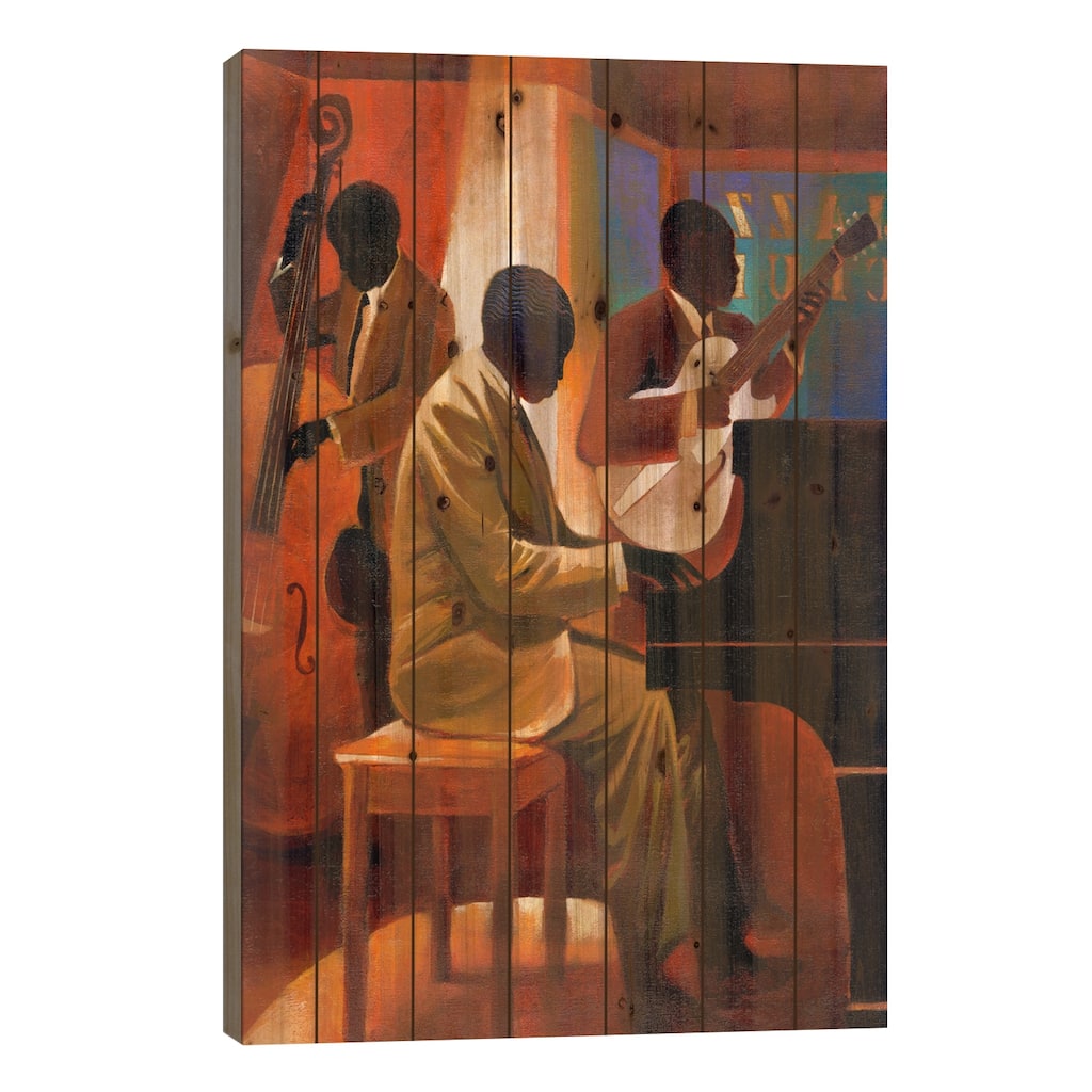 Piano Man Print On Wood by Keith Mallett - Multi-Color