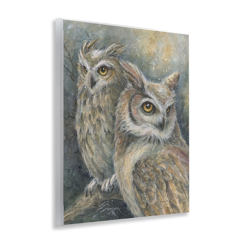 Stupell Neutral Feathered Owl Pair Wall Plaque Art Design By Jody Bergsma
