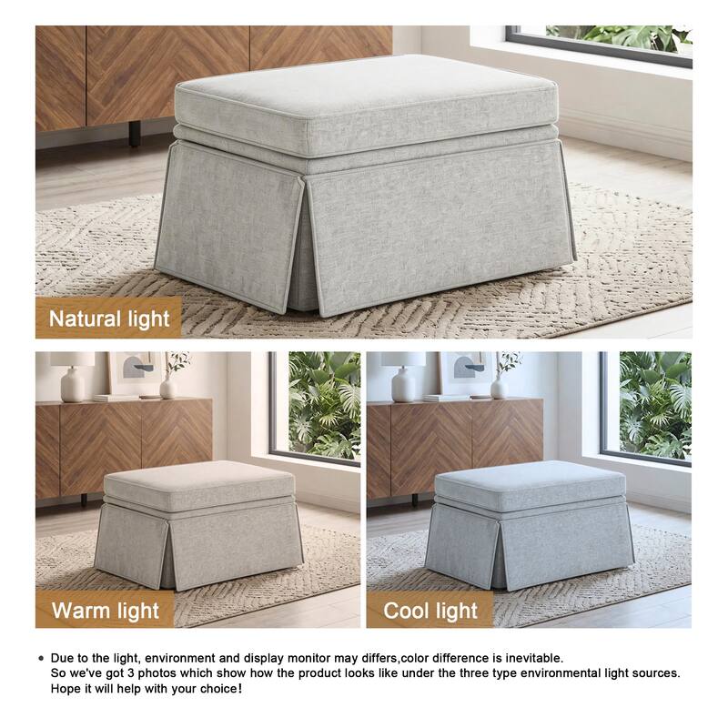 Skirted Rectangular Flip-Top Storage Ottoman