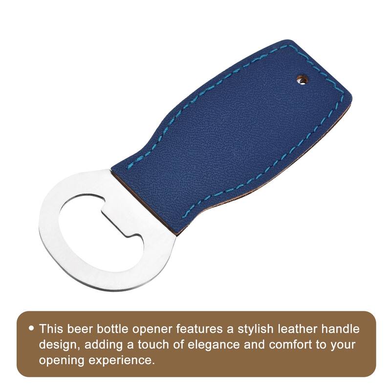 Bottle Opener, 4" - Stainless Steel Beer Opener with Leather Handle
