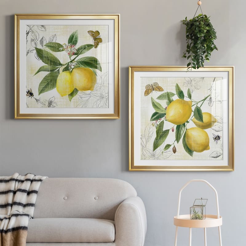 Linen Lemons I Premium Framed Print - Ready to Hang