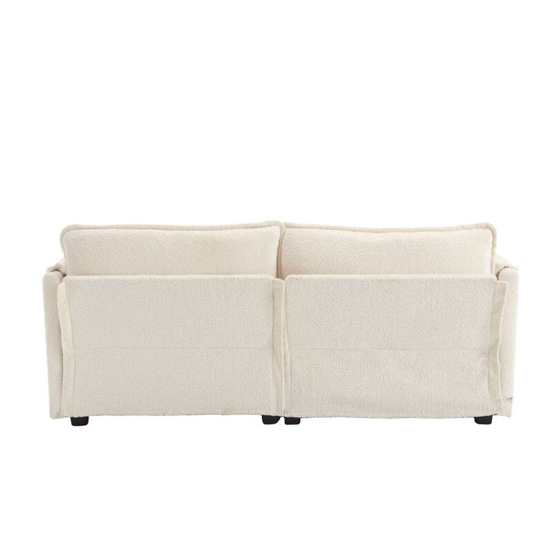 76'' Oversized Chenille Loveseat Sofa with Movable Ottoman Small Sofa for Apartment
