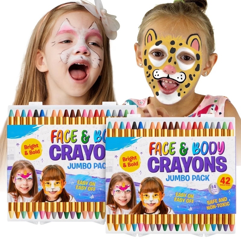 42Pcs Face and Body Paint Crayons Kit, 14 Metallic Colors - Multicolor