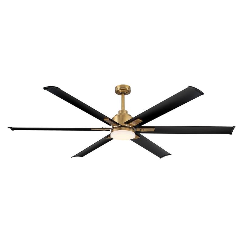72" Antique Brass Aluminum Large Ceiling Fan with Light and Remote