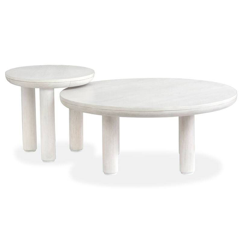 Magnussen Home Sunset Cove Moonlight Pearl Nesting Cocktail Table with Casters - 38''W x 38''D x 16''H