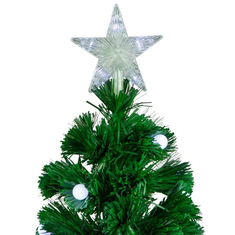 3' Pre-Lit Color Changing Fiber Optic Artificial Christmas Tree with Balls