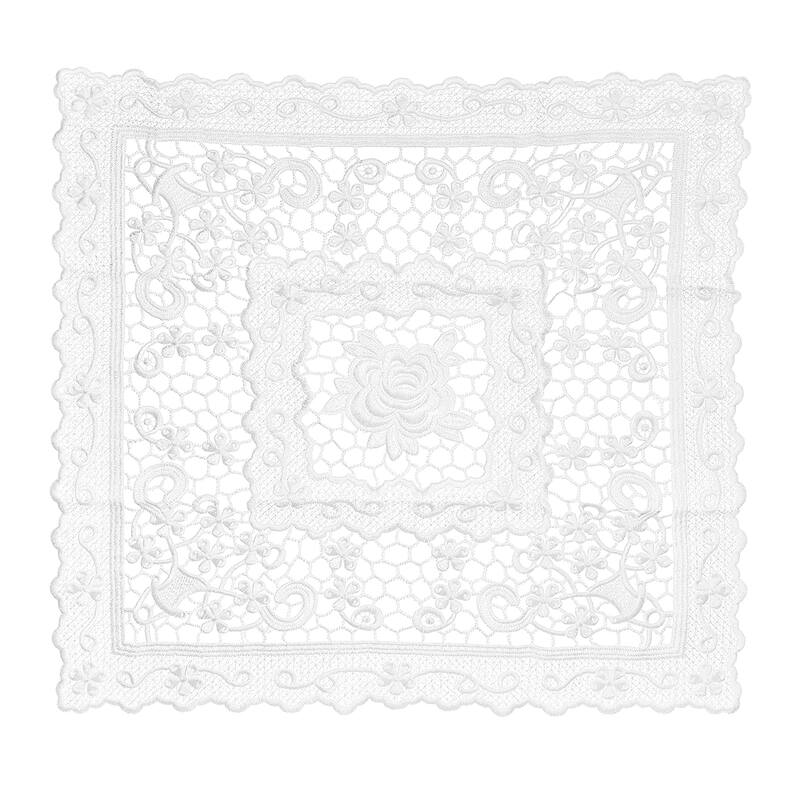 15x15-in Retro Lace Placemat Square French Crochet Doilies Coasters White