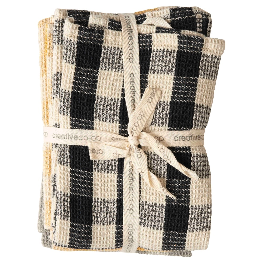 All Cotton and Linen Kitchen Towels, Cotton Dish Towels, Buffalo Plaid Hand Towels, Farmhouse Tea Towels, Set of 6, 18 x 28 inch Green and White