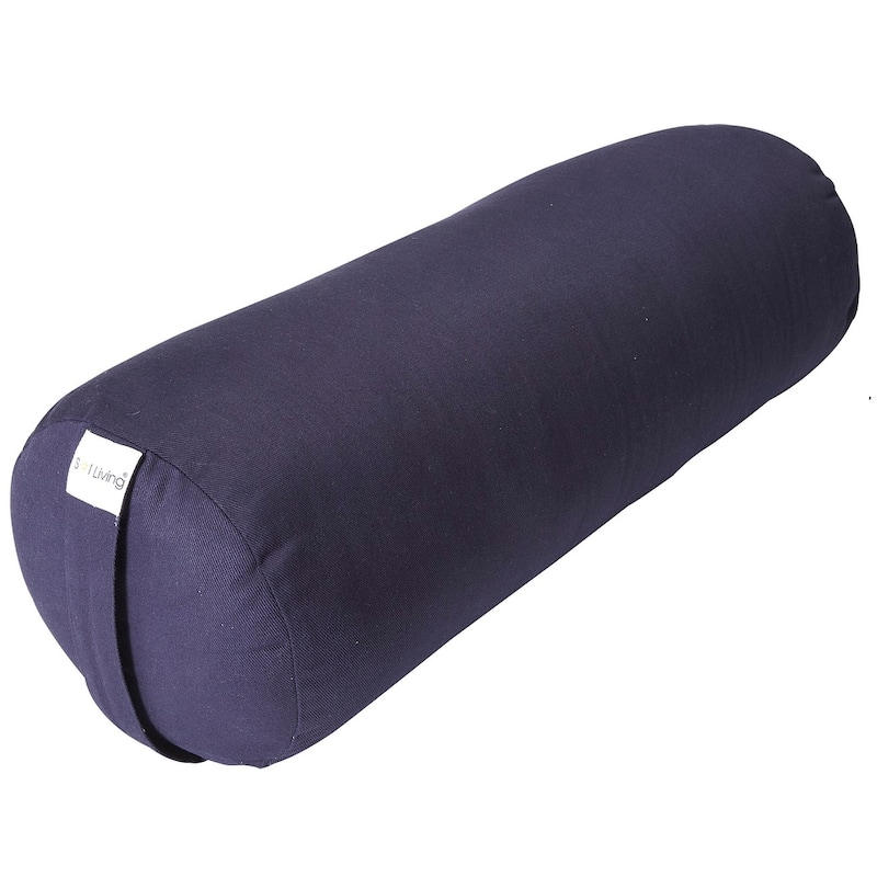 Sol Living Cylindrical Cotton Yoga Bolster - Blue