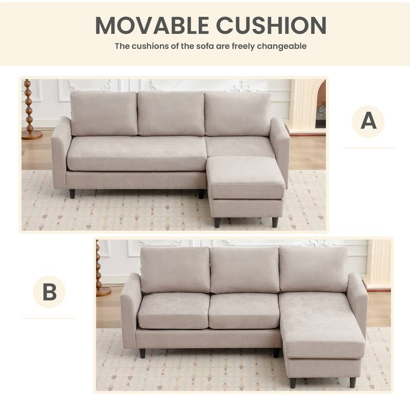 Snow Velvet Sectional Sofa