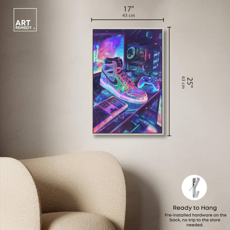 Neon Gaming Set Up Canvas by Art Remedy