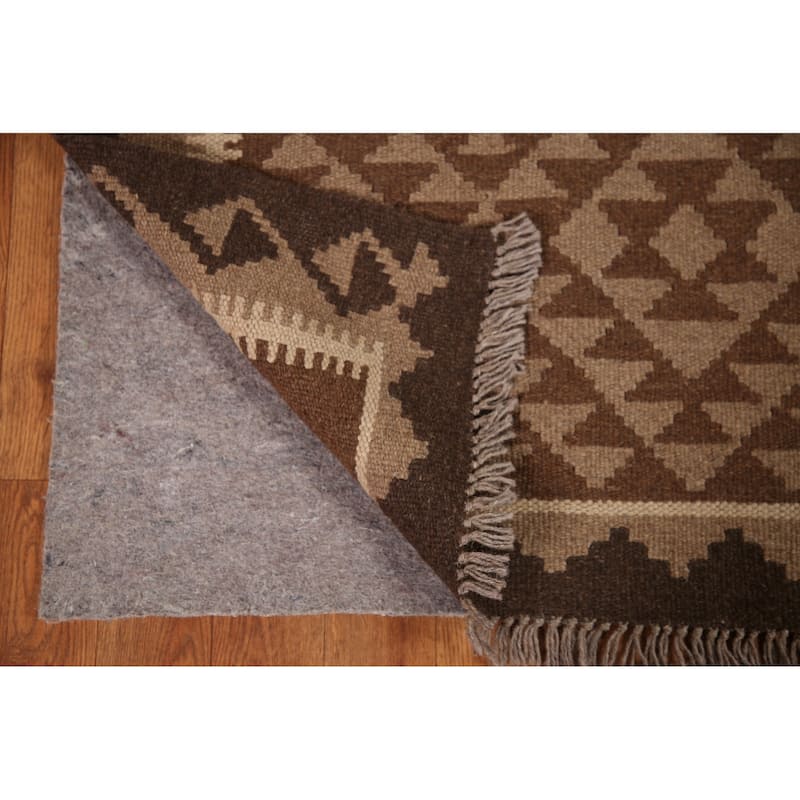 Geometric Kilim Oriental Area Rug Flat-weave Wool Carpet - 3'2" x 4'10"