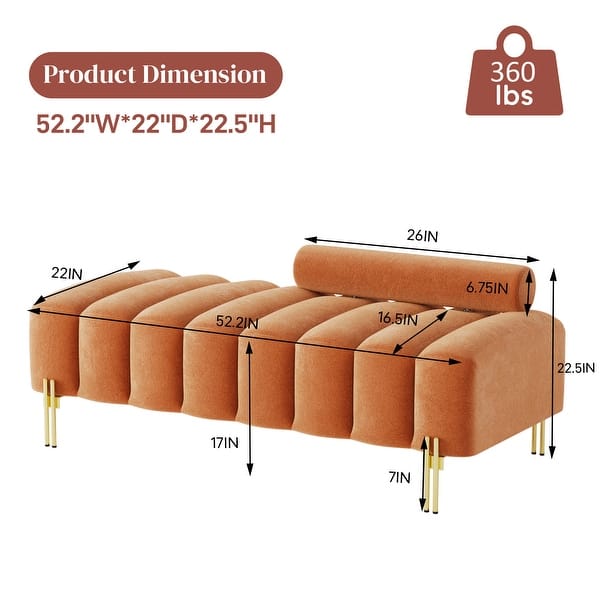 dimension image slide 3 of 7, Ouyessir 52.2" Modern Channel Tufted Window Bench with Adjustable Back