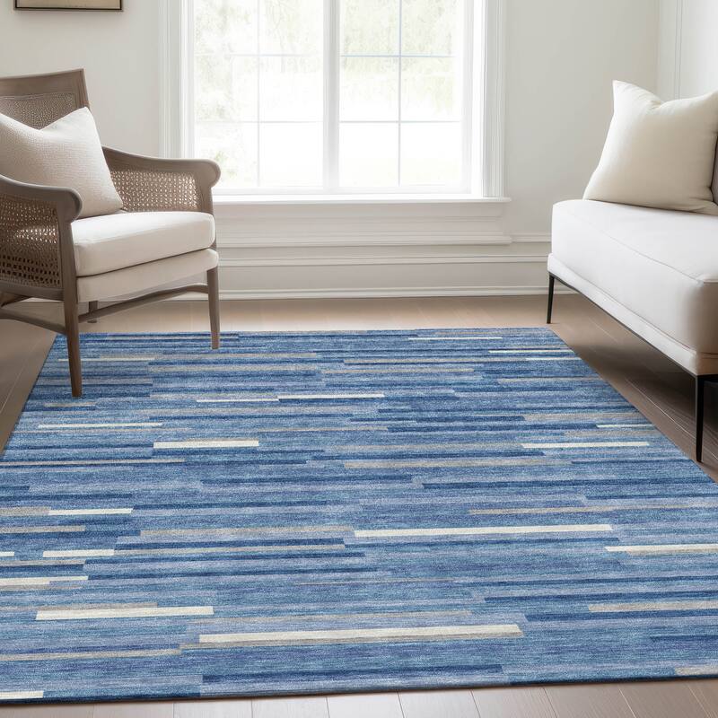 Premium Washable Super Soft Geo Stripes Mayfield Rug