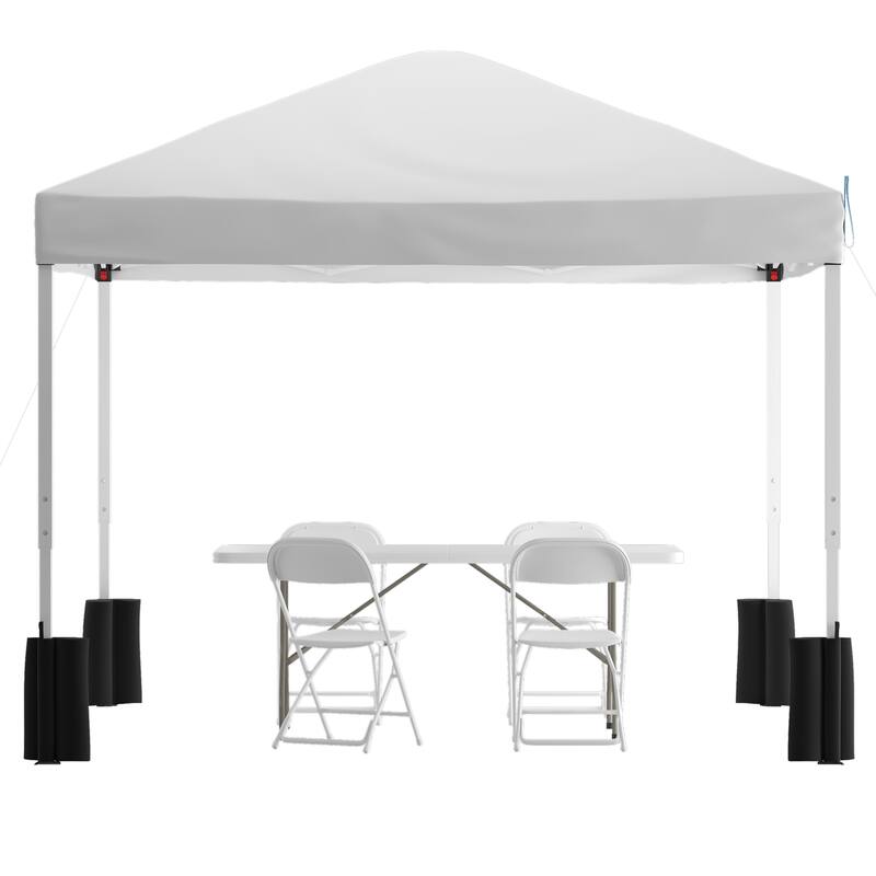 10' x 10' Pop Up Canopy Tent and 6 Ft. Bi-Fold Table with Wheeled Case