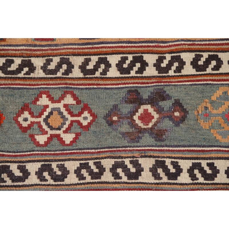 Tribal Kilim Qashqai Persian Antique Area Rug Hand-Woven Wool Carpet - 5'5"x 9'6"