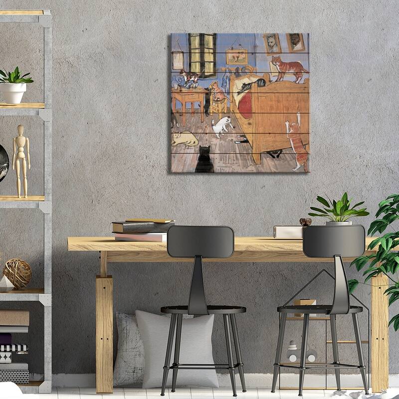 Van Gogh Arles Cat Print On Wood by Chameleon Design, Inc. - Multi-Color