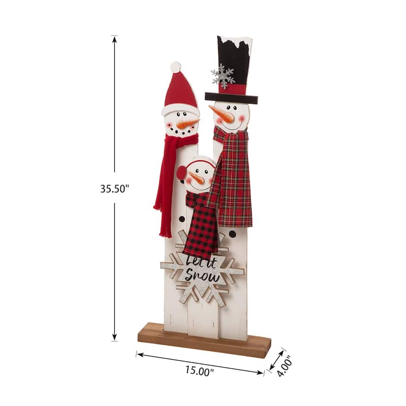 Glitzhome 35.5"H Christmas Wooden Gnome Family Porch Decor