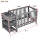 preview thumbnail 9 of 7, Gray Convertible Crib/Full Bed with Changing Table, Adjustable Height, Guardrails