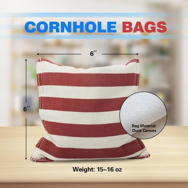 dimension image slide 3 of 11, GSE™ Set of 8 Regulation Size Cornhole Bean Bags. Corn Hole Board Toss Game Replacement Bean Bags
