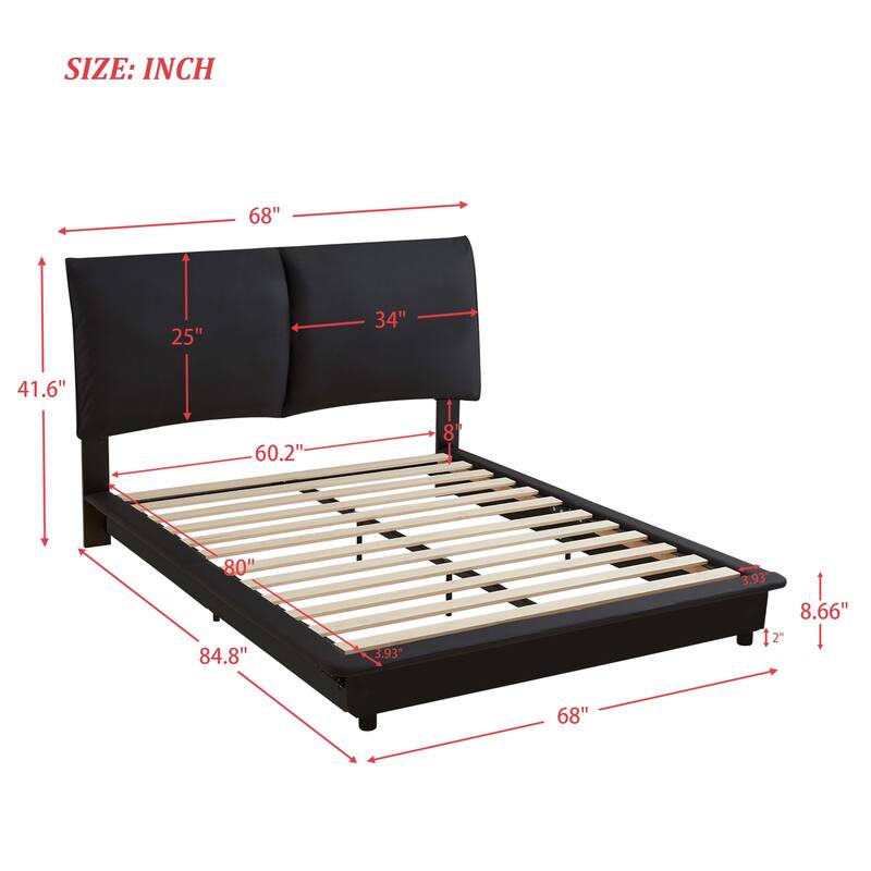 Floating Bed Frame Low Profile Bed Upholstered Platform Bed