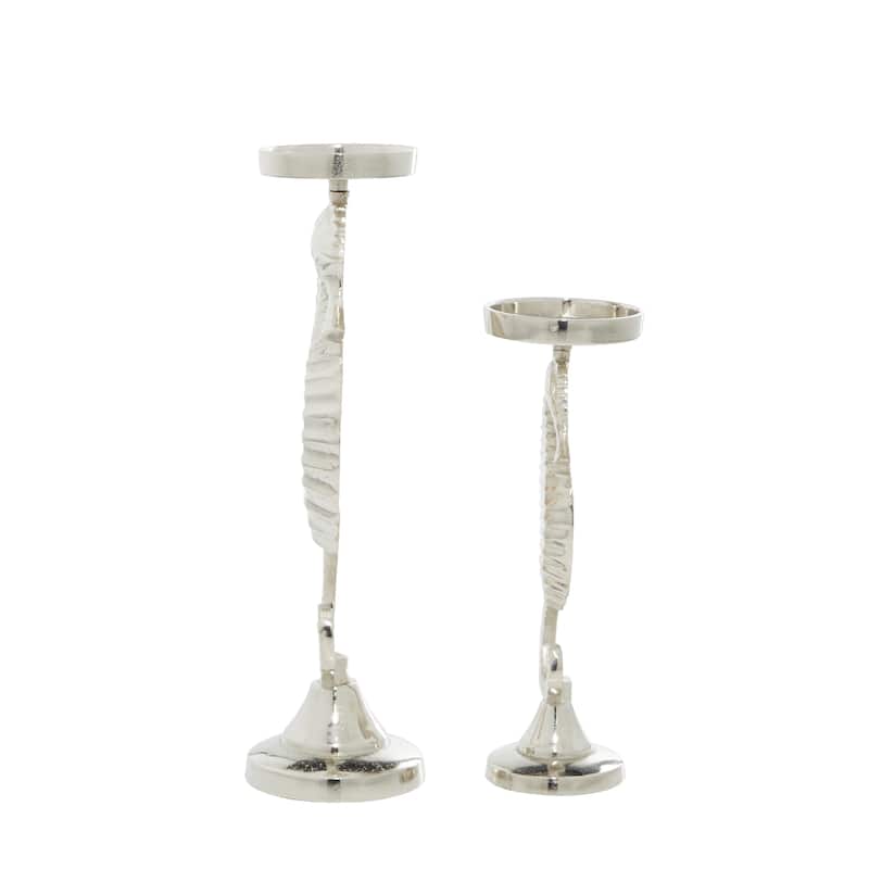 Aluminum Metal Decorative Candle Holder - Set of 2 Silver - Roche River Decor