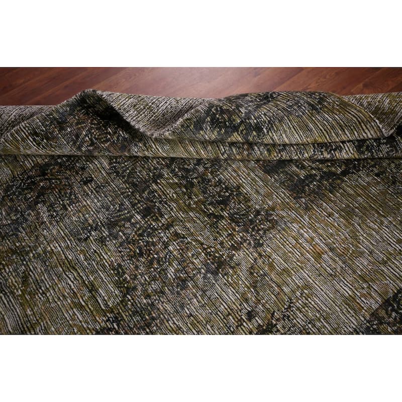 Abstract Indian Area Rug Hand-Knotted Wool Carpet - 5'0"x 7'11"