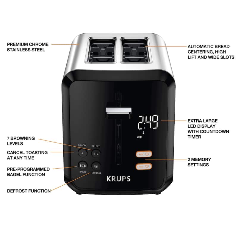 KRUPS My Memory Digital Stainless Steel 2 Slot Toaster