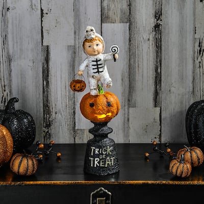 16.5" LED Pumpkin With Child