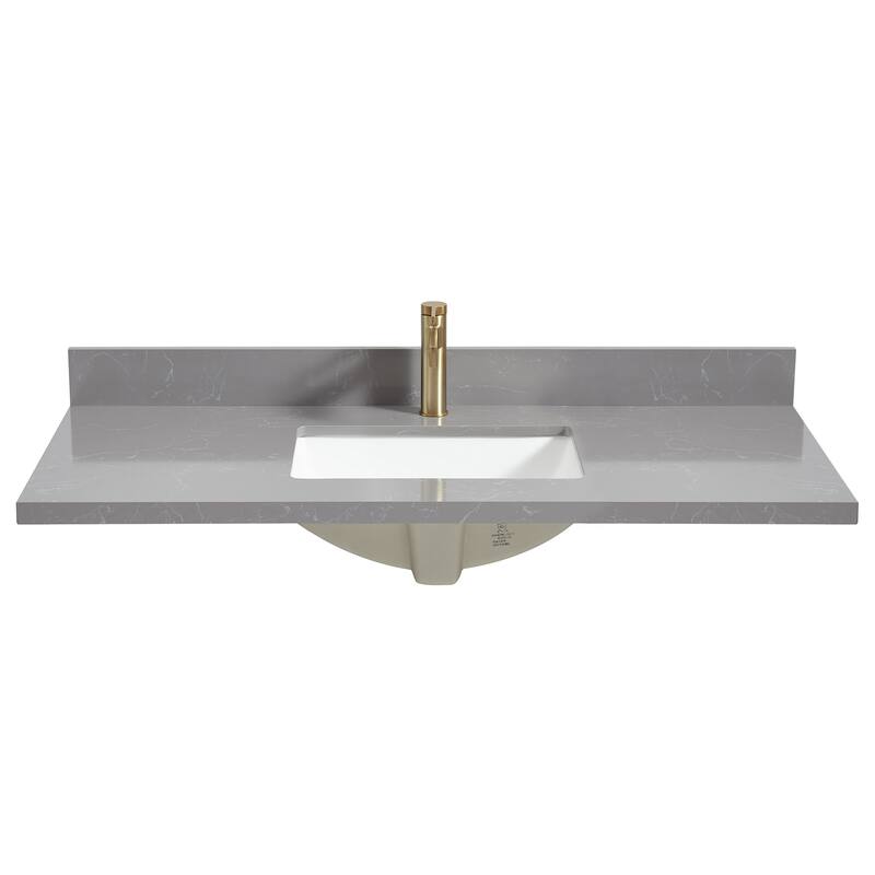 Malaga Composite Stone Vanity Top with White Rectangular Sink