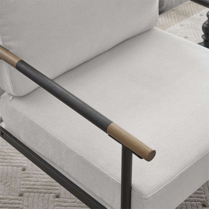 Chenille Fabric Armchair, Retro Leisure Accent Chair with Extra Soft Padded and Cushion