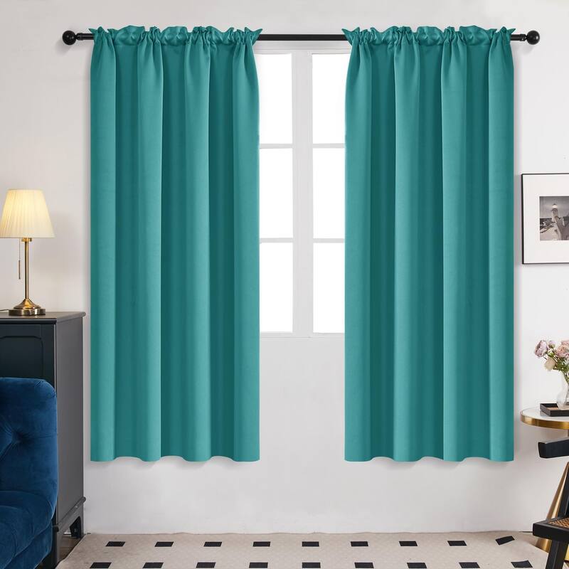 Deconovo Solid Rod Pocket Curtain Panel Pair, Set of 4 Panels