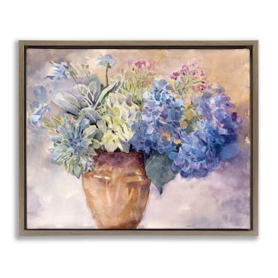 Stupell Purple Hydrangea Painting Framed Floater Canvas Wall Art Design by Evelia Designs