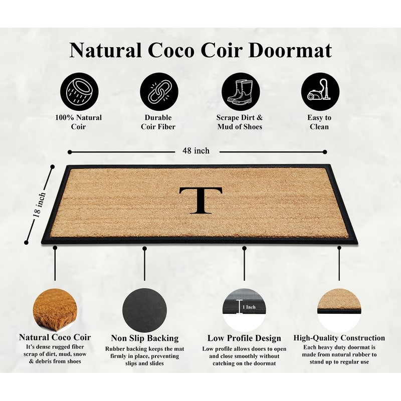 A1HC Rubber/Coir Molded Monogrammed Double Doormat 18"x48"