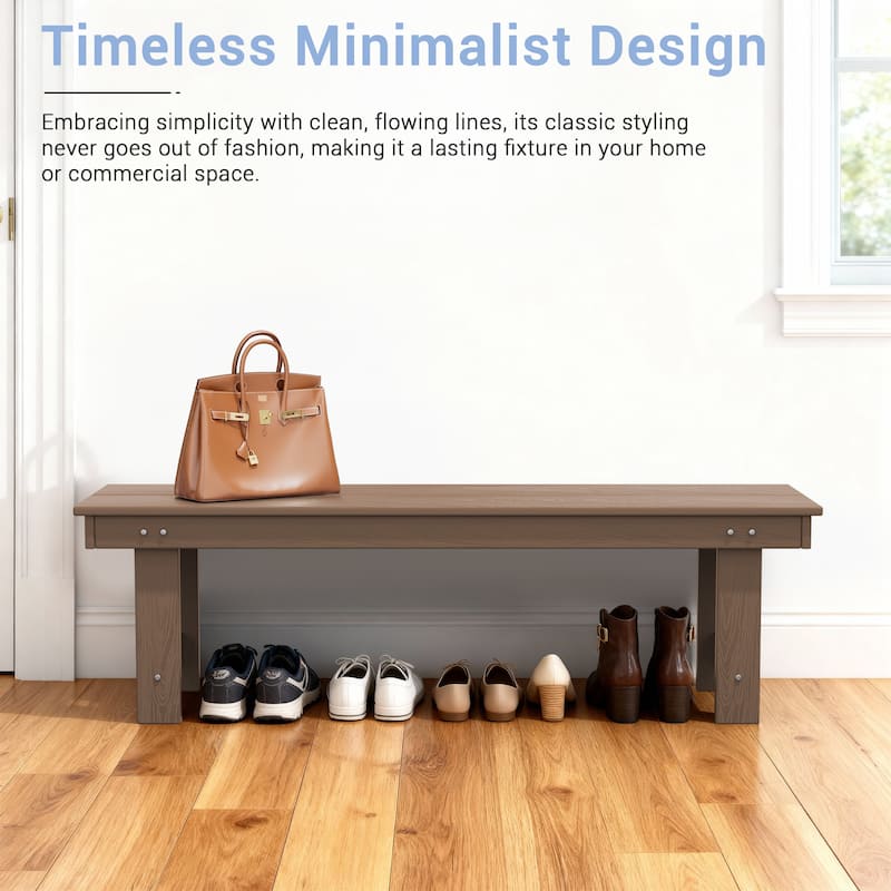 6-Piece HDPE Outdoor Dining Table Sets with Umbrella Hole - 1-Table 4-Chairs-1-Bench