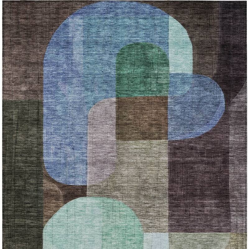 HomeRoots Abstract Transitional Rectangle Outdoor Rug