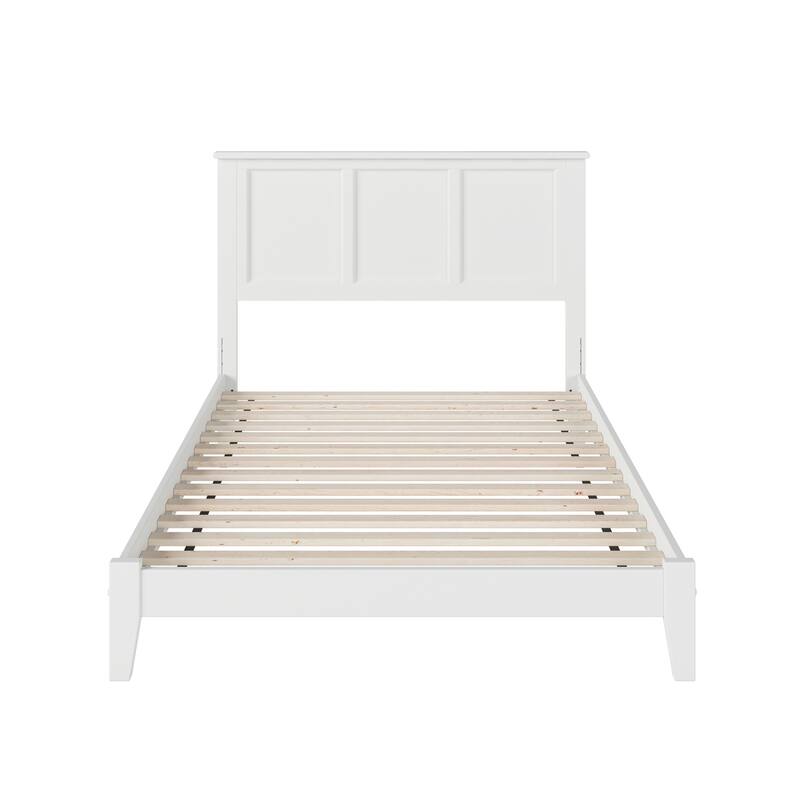 Low Profile Platform Bed - White Beach Design - Hardwood Frame & Slats - Matching Footboard