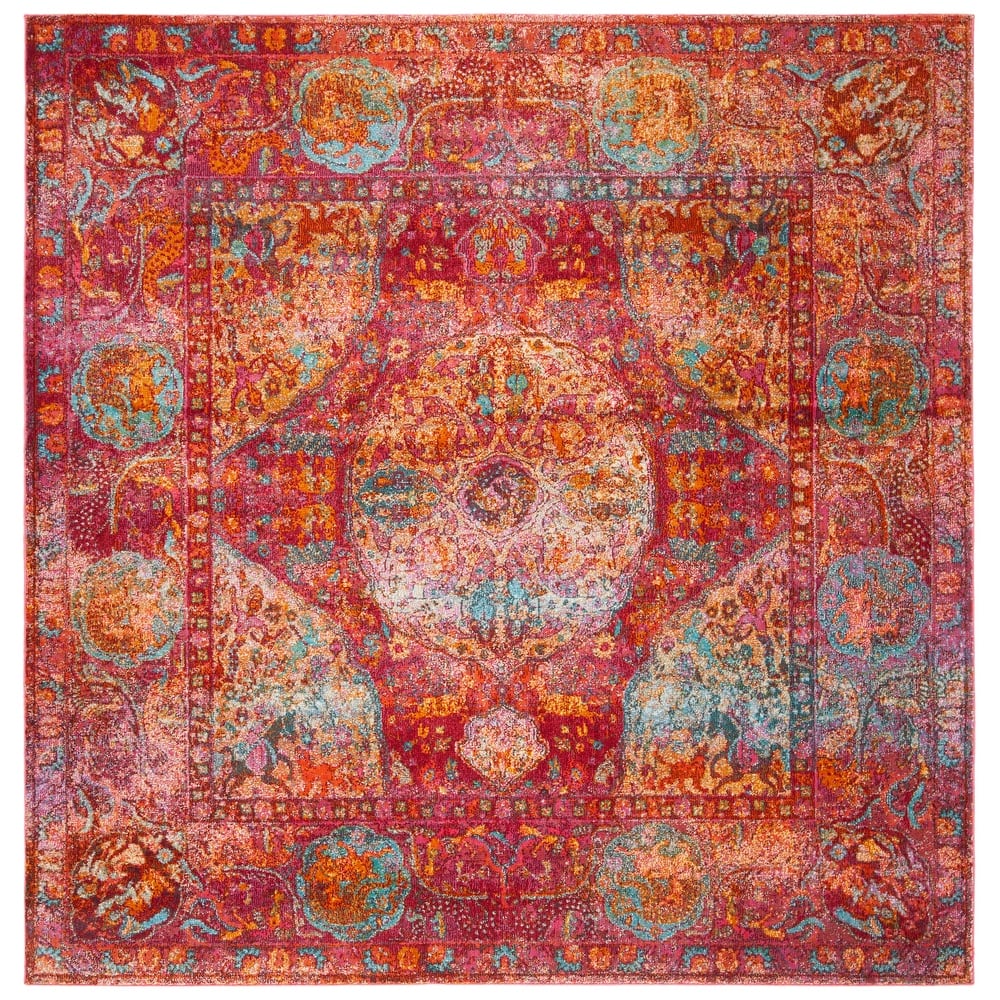 SAFAVIEH Luxor Janelle Modern Overdyed Distressed Fuchsia/ Gold Rug